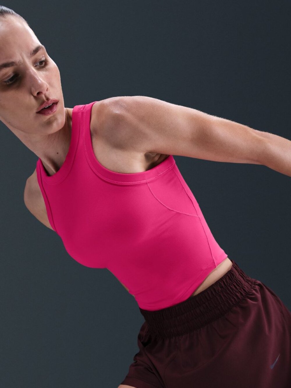 Nike Women's One Fitted Dri-FIT Cropped Tank Top Playful Pink Size S / M NWT